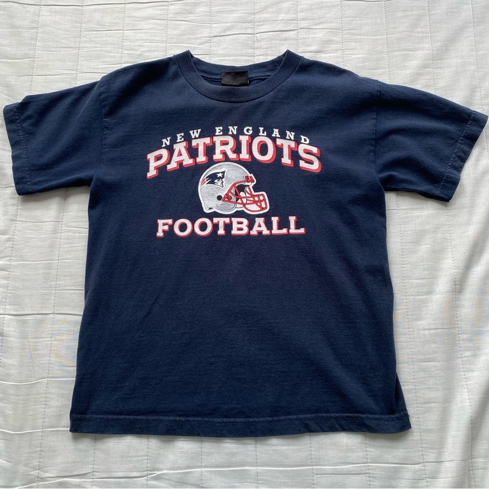 Reebok Navy New England Patriots Football Tee with Red & White Accents